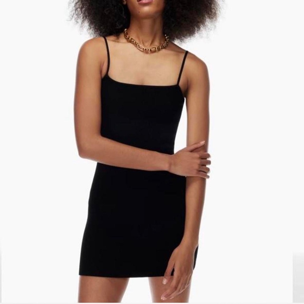 🖤✨ Aritzia Babaton Black Sculpt Knit Ribbed Cami Dress Spaghetti Straps XXS EUC